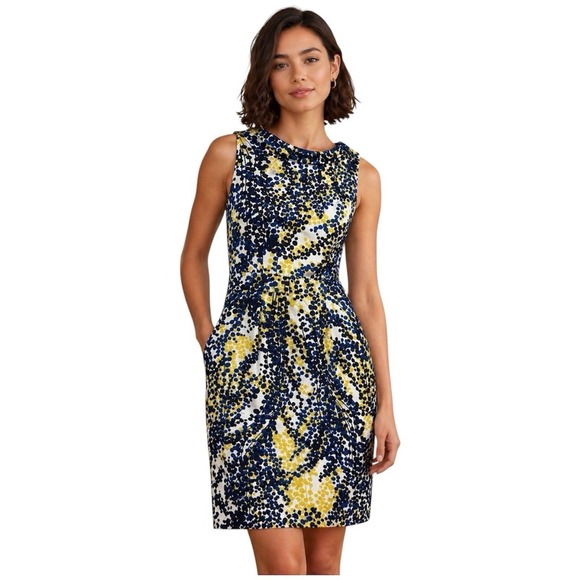 Boden Dresses & Skirts - Boden Martha Mimosa Wisteria Roll Collar Tailored Pleated Shift Dress. Sz 2R